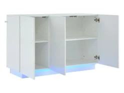 Buffet 120x40x75 cm - com iluminação LED - com 3 portas - Painéis de partículas - Branco