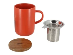 Bule OGO Living Juliet Paprika em Grés com Tampa de Acácia de 475 ml