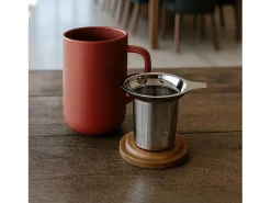 Bule OGO Living Juliet Paprika em Grés com Tampa de Acácia de 475 ml