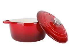 Caçarola de Ferro Fundido Esmaltado 24 cm 4,6 L COSY & TRENDY FONTESTIC Vermelho Todos os Fogões Indução Forno