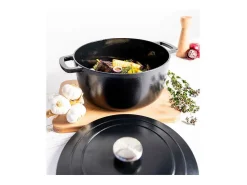 Caçarola de Ferro Fundido Esmaltado 28 cm 6,15 L COSY & TRENDY Fontestic, Para Todos os Fogões de Indução, Tampa com Gotas, 3 Cores