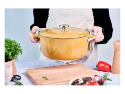 Caçarola de Ferro Fundido Esmaltado COSY & TRENDY FONTESTIC Ø28 cm 6,15 L Todos os Fogões Indução Âmbar