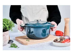 Caçarola de ferro fundido esmaltado COSY & TRENDY FONTESTIC Ø28 cm 6,15 L para todos os fogões, indução Azul profundo