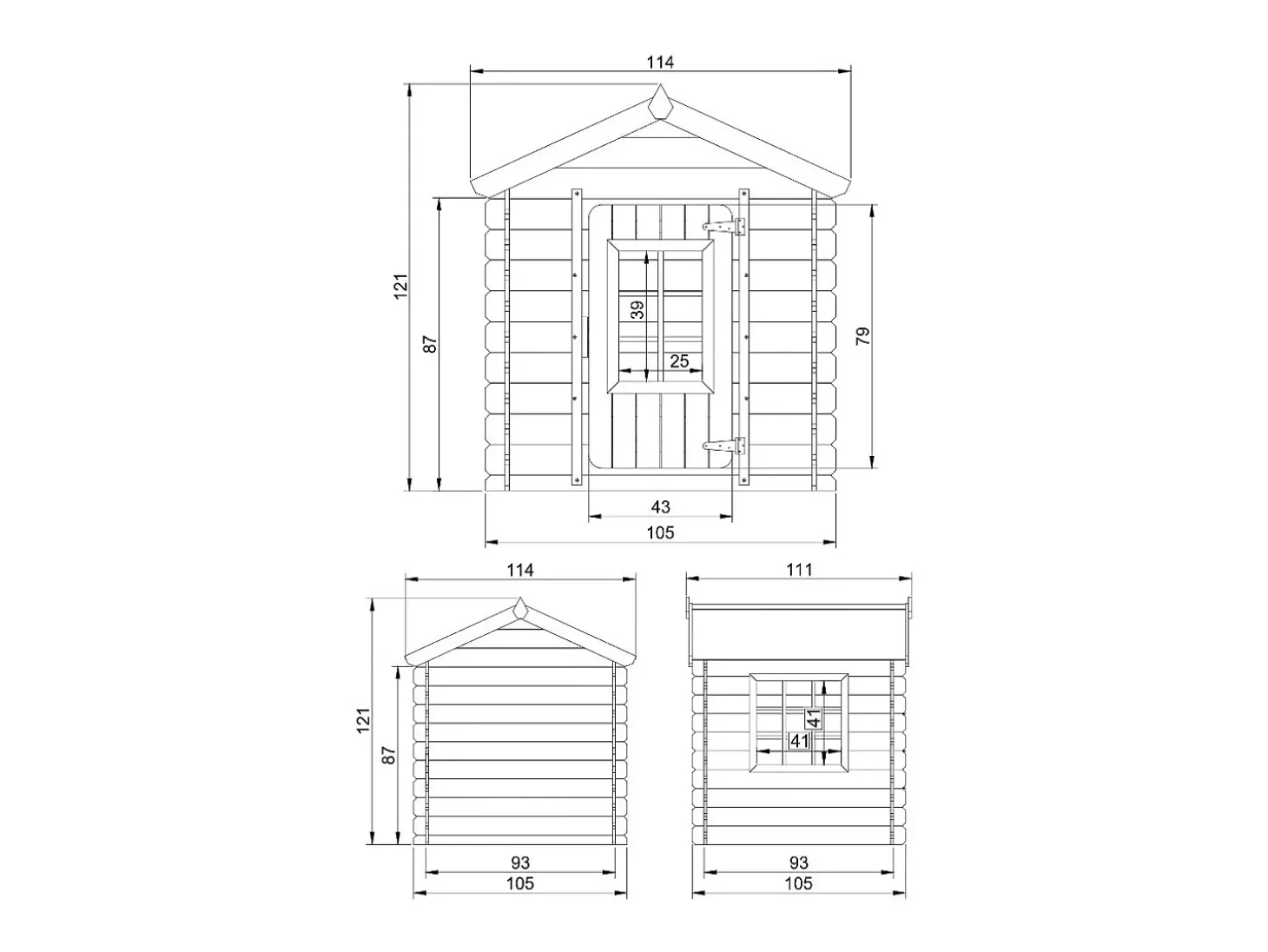 Cabana exterior para crianças - 1m² / 114x111xH121 cm - M570M-1