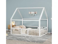 Cabana metálica iluminada 140 x 200 cm com grades e portas - Sommelier à lattes incluído - Branco (Sem molduras)