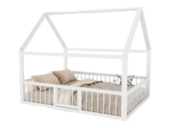 Cabana metálica iluminada 140 x 200 cm com grades e portas - Sommelier à lattes incluído - Branco (Sem molduras)