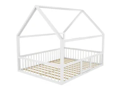 Cabana metálica iluminada 140 x 200 cm com grades e portas - Sommelier à lattes incluído - Branco (Sem molduras)