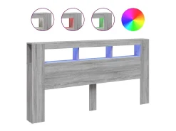 Cabeceira c/ LEDs 200x18,5x103,5 cm deriv. madeira cinza sonoma