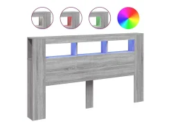 Cabeceira c/ LEDs 180x18,5x103,5 cm sonoma cinzento