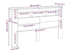 Cabeceira c/ LEDs 180x18,5x103,5 cm sonoma cinzento