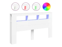 Cabeceira cama c/ LEDs 180x18,5x103,5 cm deriv. madeira branco