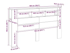 Cabeceira cama c/ LEDs 180x18,5x103,5 cm deriv. madeira branco