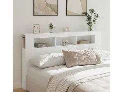 Cabeceira cama c/ LEDs 180x18,5x103,5 cm deriv. madeira branco