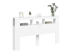 Cabeceira cama c/ LEDs 180x18,5x103,5 cm deriv. madeira branco