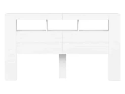 Cabeceira cama c/ LEDs 180x18,5x103,5 cm deriv. madeira branco