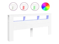 Cabeceira cama c/ LEDs 220x18,5x103,5 cm deriv. madeira branco