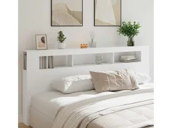 Cabeceira cama c/ LEDs 220x18,5x103,5 cm deriv. madeira branco