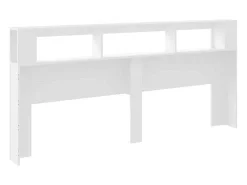 Cabeceira cama c/ LEDs 220x18,5x103,5 cm deriv. madeira branco