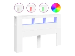 Cabeceira cama c/ LEDs 160x18,5x103,5 cm deriv. madeira branco