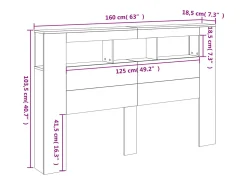 Cabeceira cama c/ LEDs 160x18,5x103,5 cm deriv. madeira branco