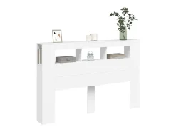 Cabeceira cama c/ LEDs 160x18,5x103,5 cm deriv. madeira branco