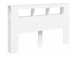 Cabeceira cama c/ LEDs 160x18,5x103,5 cm deriv. madeira branco