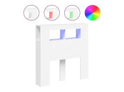 Cabeceira cama c/ LEDs 100x18,5x103,5 cm deriv. madeira branco