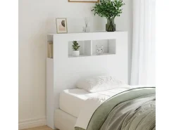 Cabeceira cama c/ LEDs 100x18,5x103,5 cm deriv. madeira branco