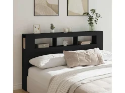 Cabeceira cama c/ LEDs 180x18,5x103,5 cm deriv. madeira preto
