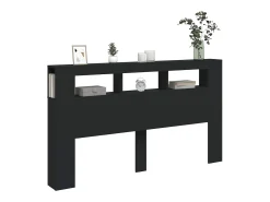 Cabeceira cama c/ LEDs 180x18,5x103,5 cm deriv. madeira preto