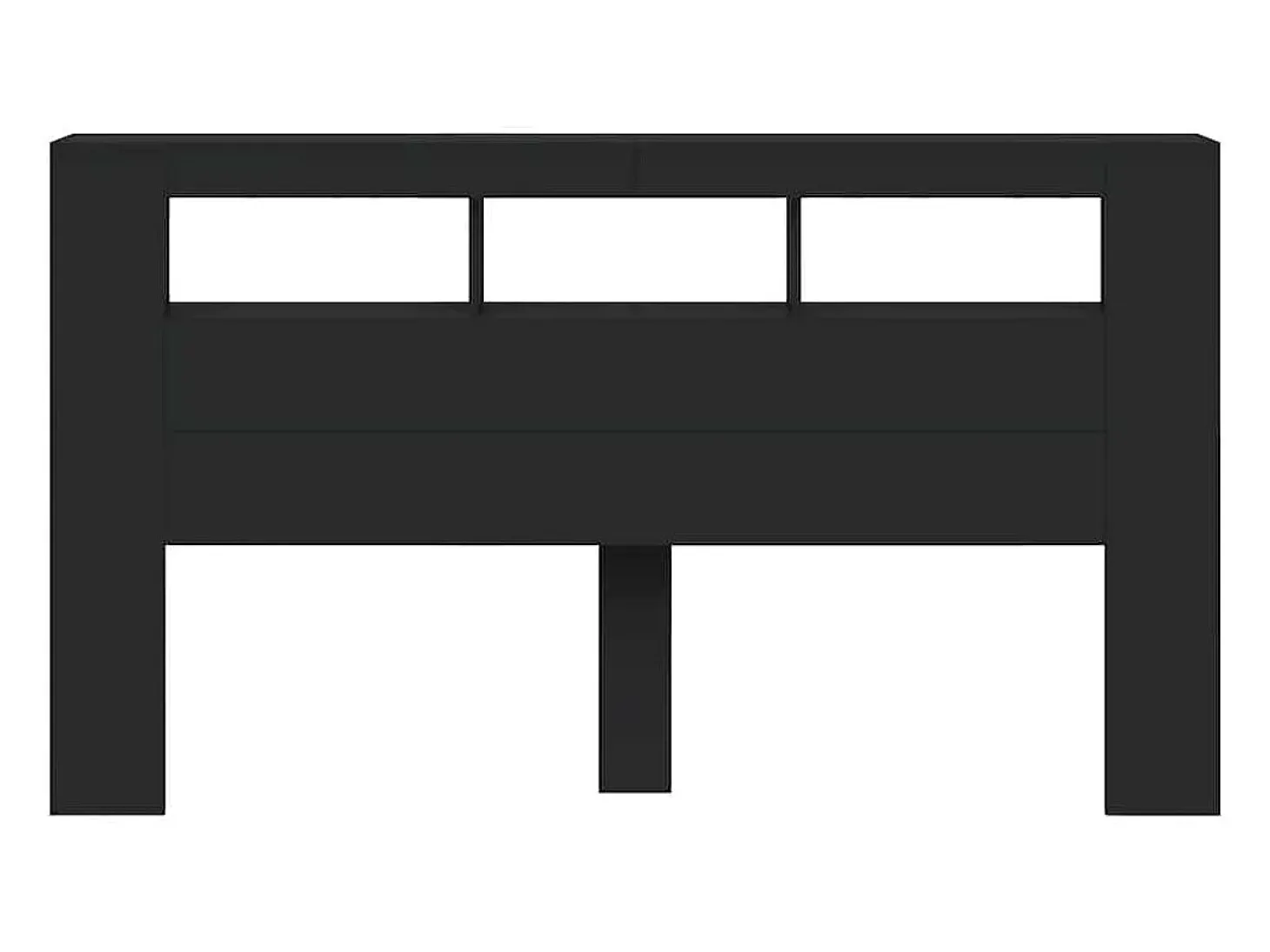 Cabeceira cama c/ LEDs 180x18,5x103,5 cm deriv. madeira preto