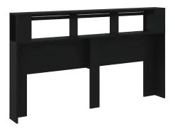 Cabeceira cama c/ LEDs 180x18,5x103,5 cm deriv. madeira preto