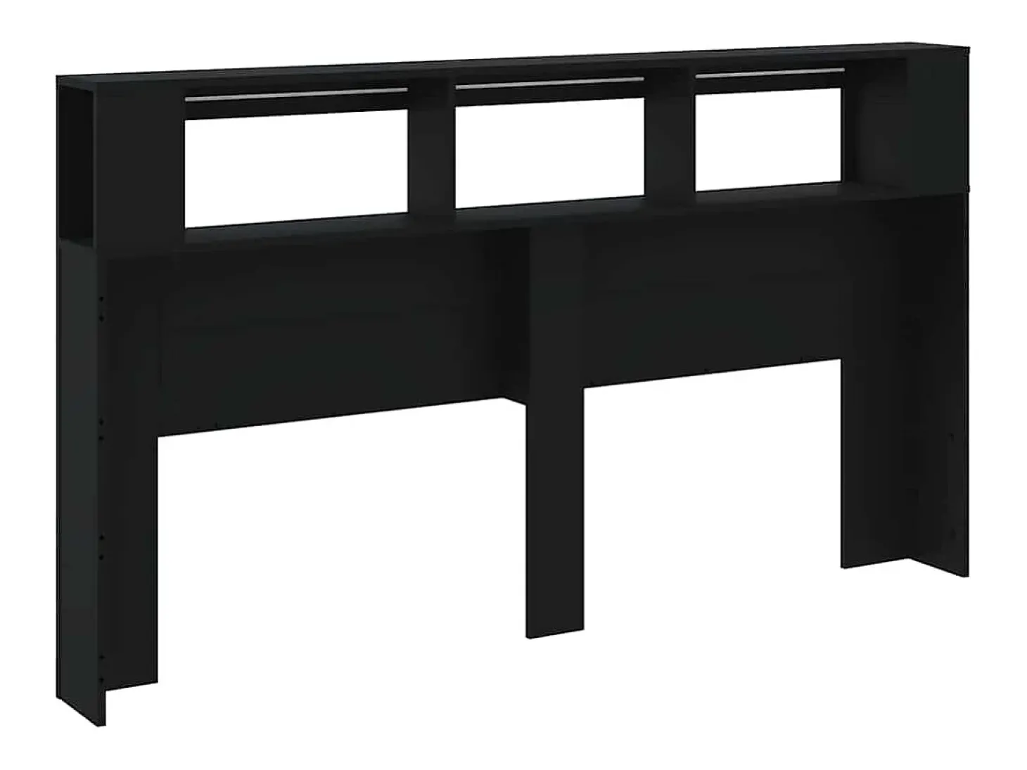 Cabeceira cama c/ LEDs 180x18,5x103,5 cm deriv. madeira preto