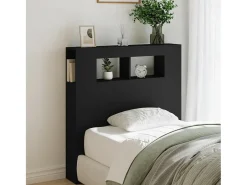 Cabeceira cama c/ LEDs 100x18,5x103,5 cm deriv. madeira preto