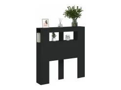 Cabeceira cama c/ LEDs 100x18,5x103,5 cm deriv. madeira preto
