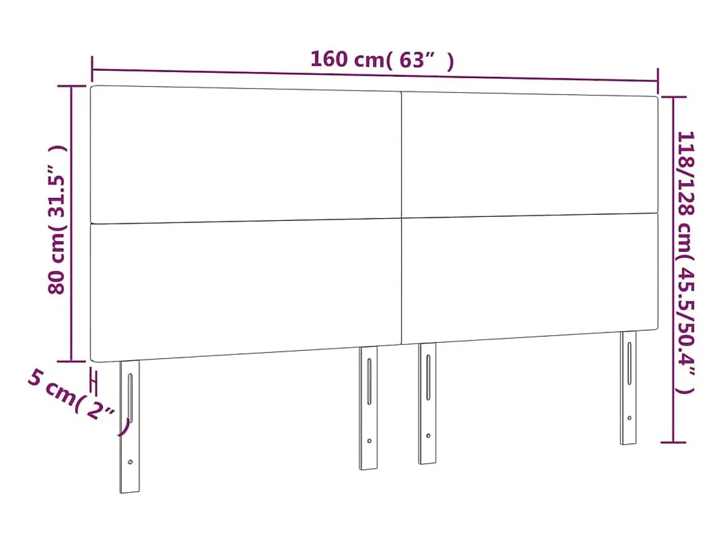Cabeceira Cinza 160x5x118/128 cm Couro Sintético