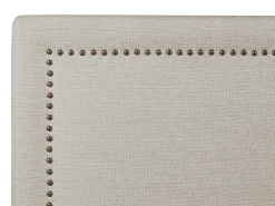 Cabeceira com acabamento cravejado 150 cm em tecido efeito linho bege - ALVISE