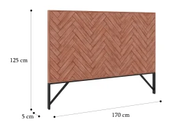 Cabeceira de cama 170 cm em madeira de acácia e metal natural e preto VEDILA