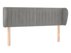 Cabeceira de cama c/ abas veludo 147x23x78/88 cm cinzento-claro