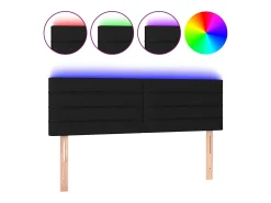 Cabeceira de cama c/ luzes LED tecido 144x5x78/88 cm preto