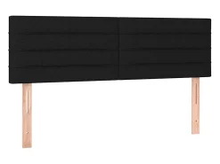 Cabeceira de cama c/ luzes LED tecido 144x5x78/88 cm preto