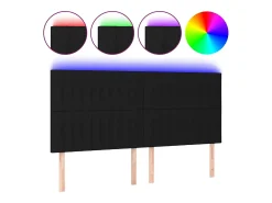 Cabeceira de cama c/ luzes LED tecido 160x5x118/128 cm preto