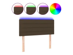 Cabeceira de cama c/ luzes LED tecido 100x5x78/88 cm castanho