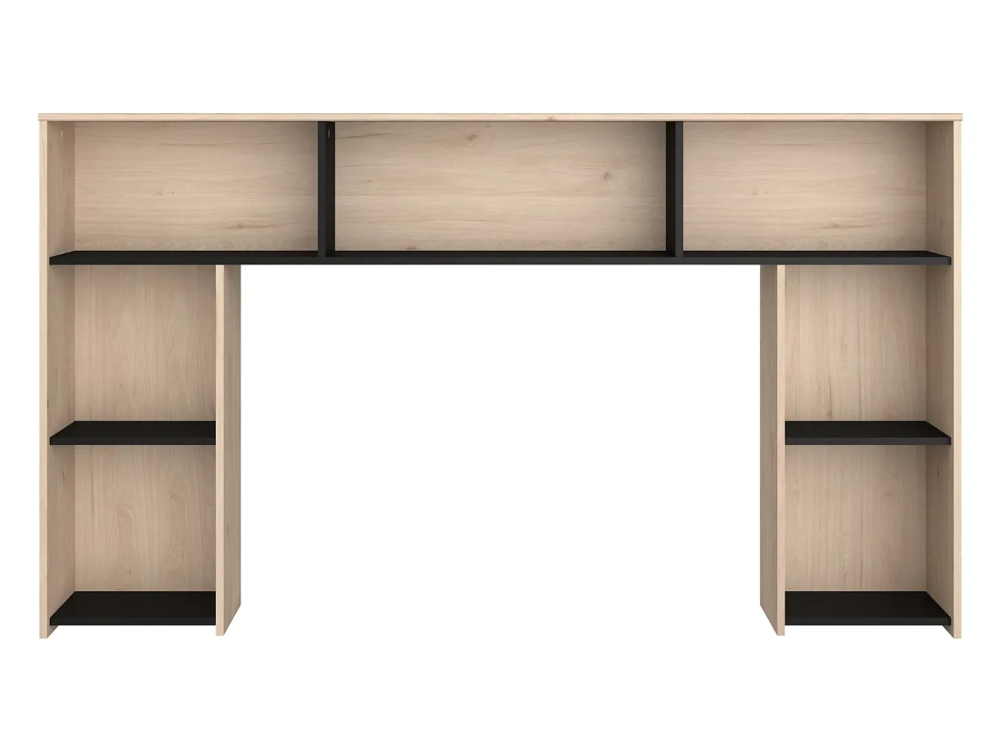 Cabeceira de cama com arrumação 140 cm cor natural e preto - KINSELIA