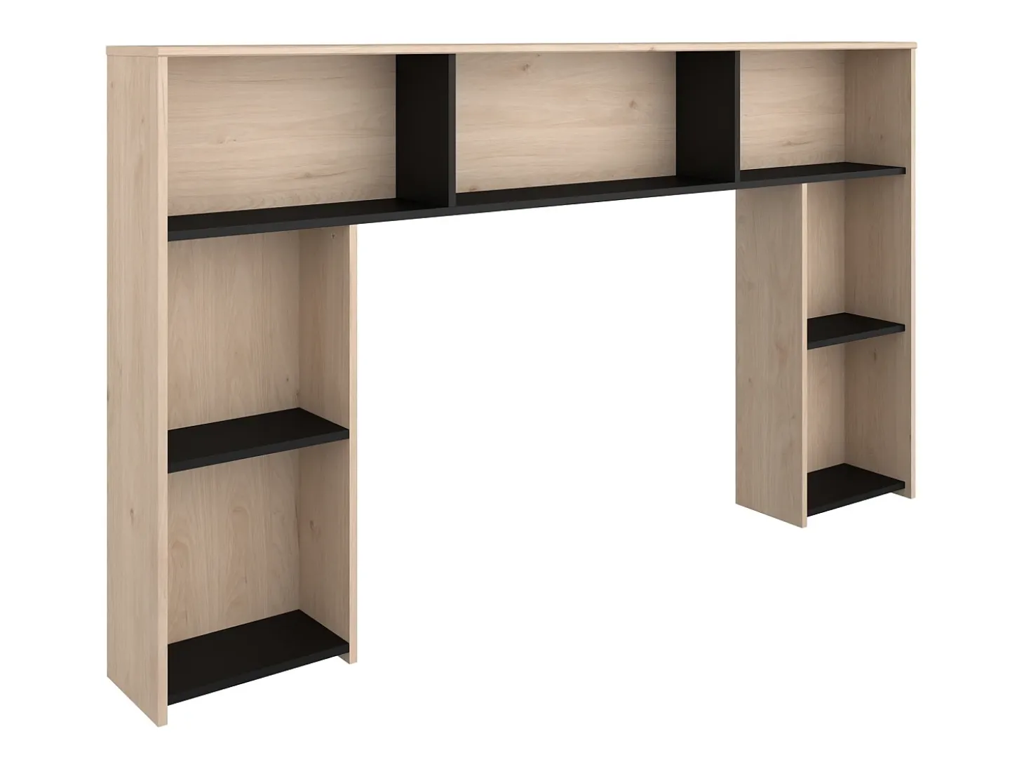 Cabeceira de cama com arrumação 140 cm cor natural e preto - KINSELIA