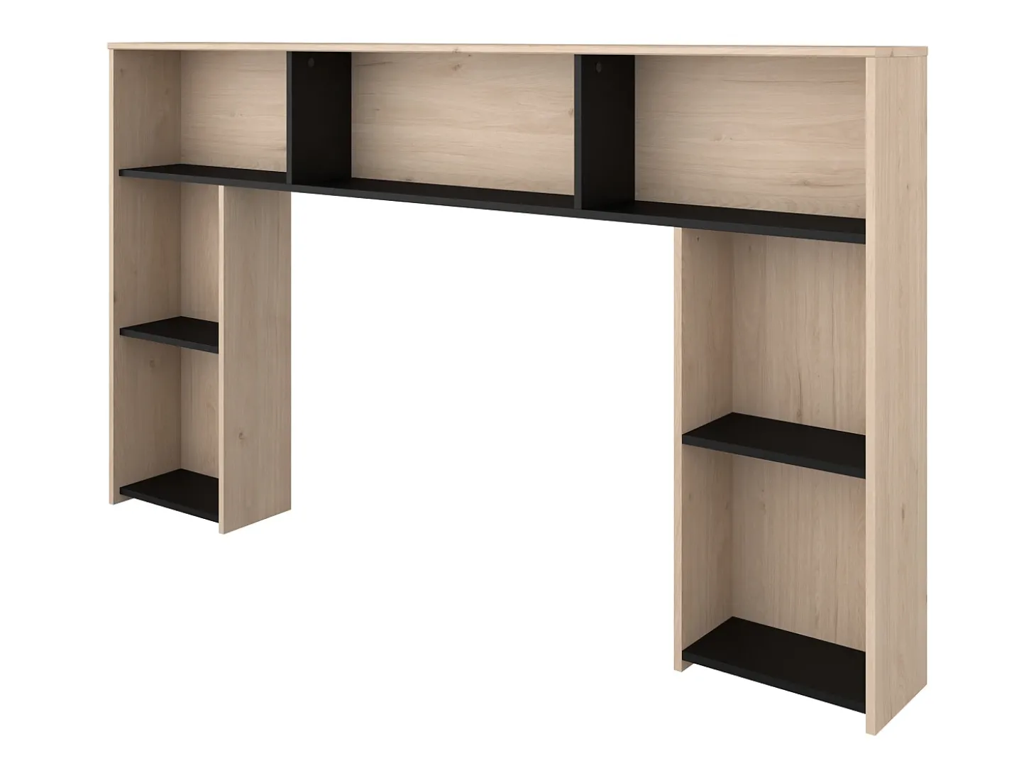 Cabeceira de cama com arrumação 140 cm cor natural e preto - KINSELIA