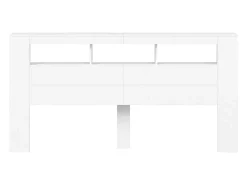 Cabeceira de cama com luzes LED derivados de madeira branco