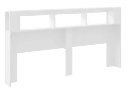 Cabeceira de cama com luzes LED derivados de madeira branco