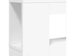 Cabeceira de cama com luzes LED derivados de madeira branco
