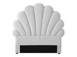 Cabeceira de cama concha 110 cm em veludo branco - MOANA
